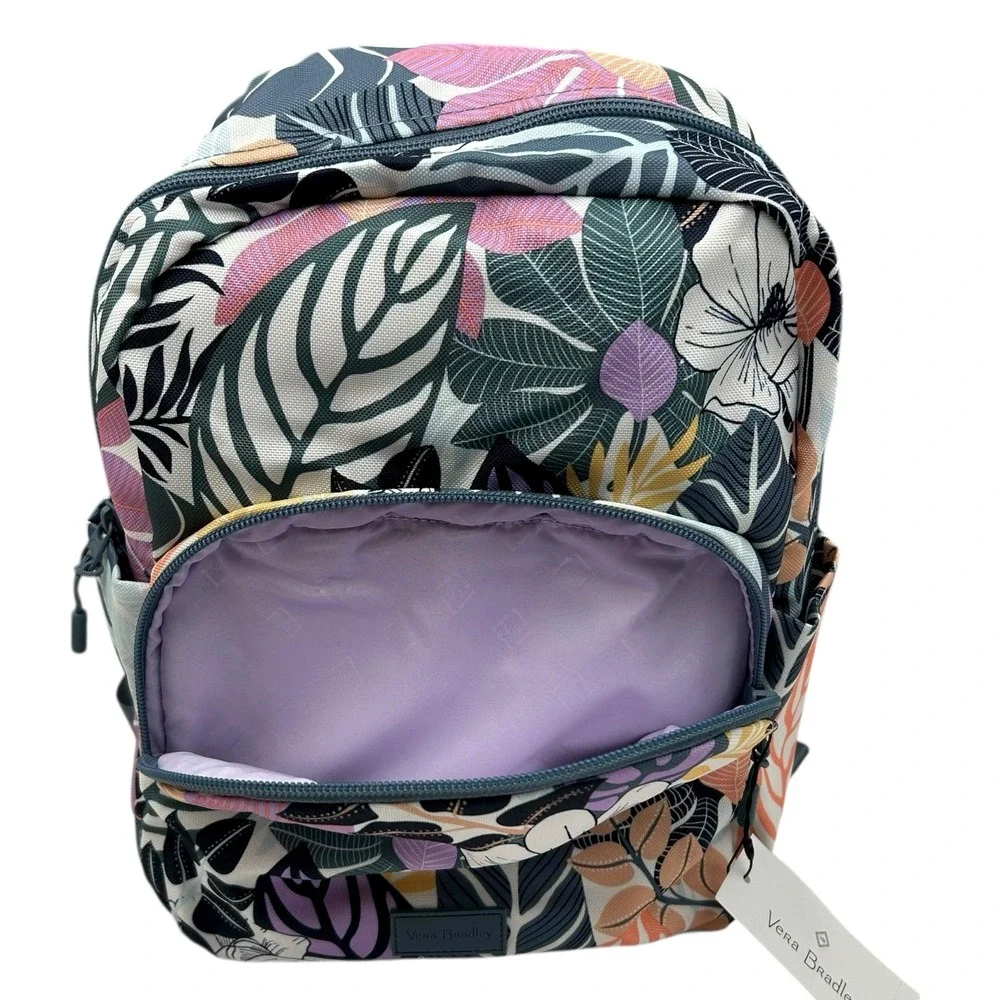 Vera Bradley Women's Small Backpack Palm Floral‎ Purple Lining Water-resistant